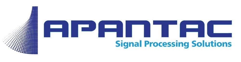 Logo Apantac Signal Processing Solutions con simbolo blu sfumato