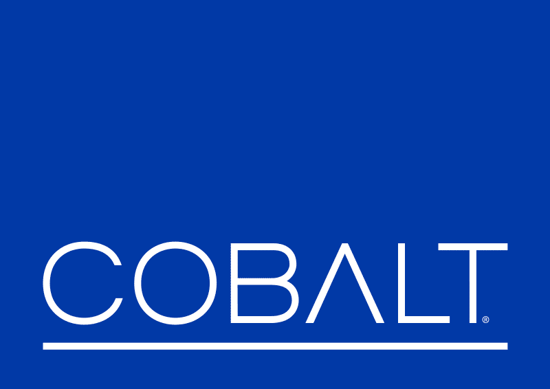 Logo Cobalt Digital bianco su sfondo blu