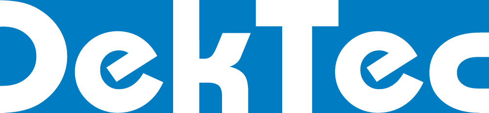 Logo blu DekTec 2024 su sfondo trasparente