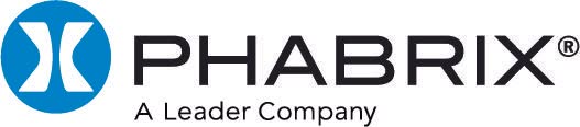 Logo PHABRIX blu e nero con la scritta «A Leader Company»