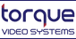 Logo Torque Video Systems con scritta blu e simbolo circolare sopra la lettera q
